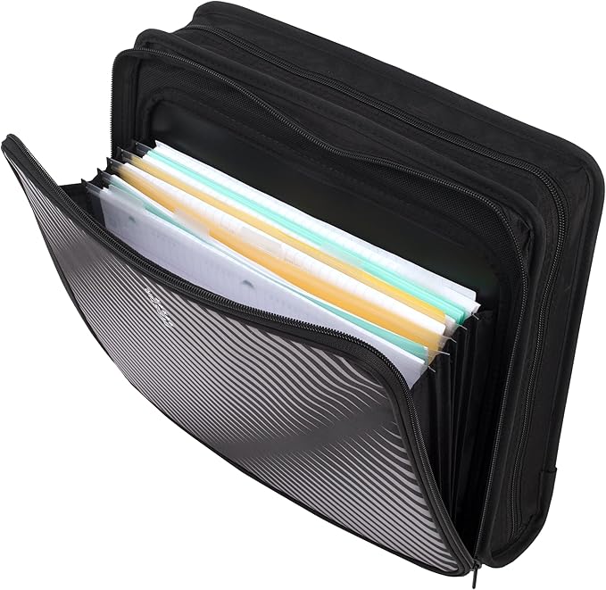 Five Star Zipper Binder, 2 Inch 3-Ring Binder with Round Rings, 5-Tab Expanding File, 380 Sheet Capacity, Black (72536)