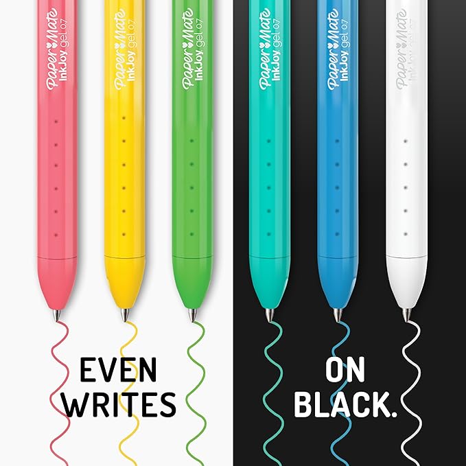 Paper Mate InkJoy Bright Pens, Gel Pens, Medium Point (0.7mm), Retractable, Assorted Brighter Colors,10 Count (Pack of 2)