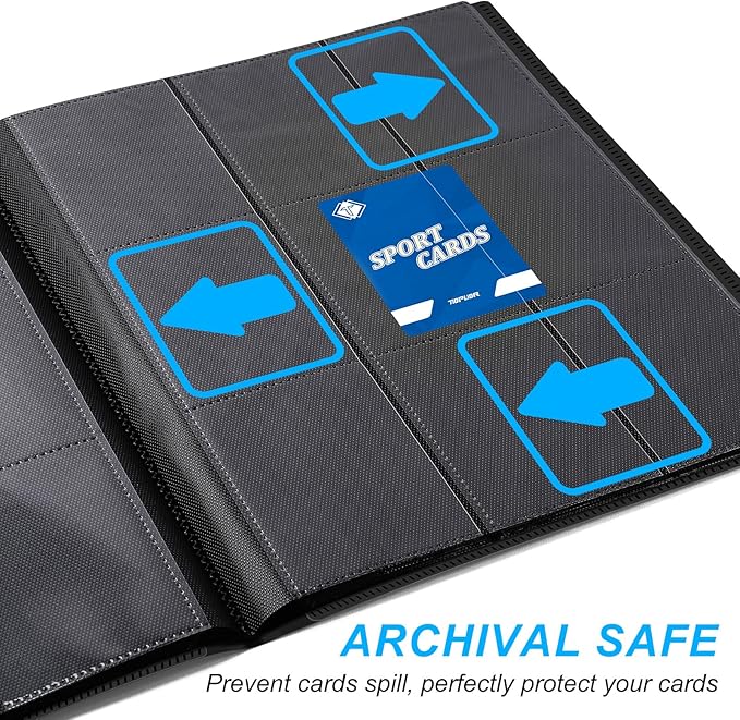 Trading Card Binder 9 Pocket, 360 Pockets Collectible Trading Card Album, Sports Card Binder for Standard Cards, Side Loading Card Folder for MTG Sports Baseball TCG Football Basketball Cards Black