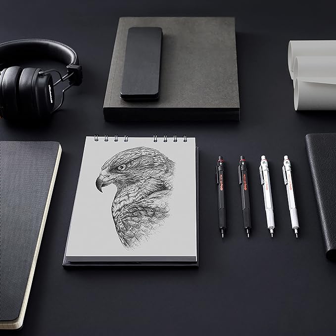 rOtring 600 Full-Metal Body 0.7mm Mechanical Pencil, Black, for Precise Ruler-Based Drawing
