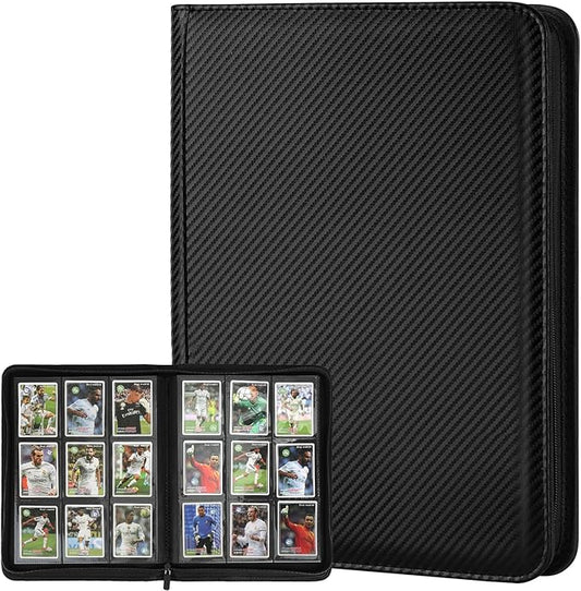 Trading Card Binder 9 Pocket, GERMUN PU Cover Card Binder for 360 Cards, Premium Trading Card Holder Folders, Double Sided Pocket Card Album for MTG, TCG (Carbon Black)