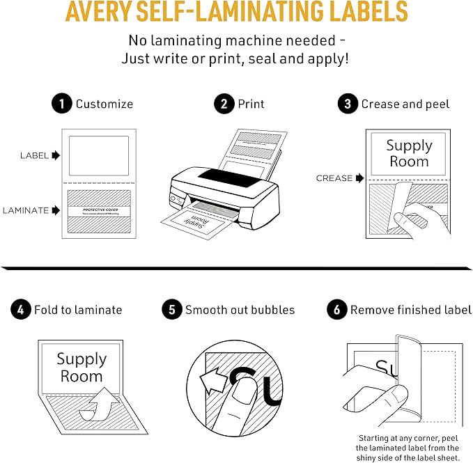 Avery Professional Grade Self-Laminating Water Resistant ID Labels, 5" x 7.5", Pack of 5 (00750)