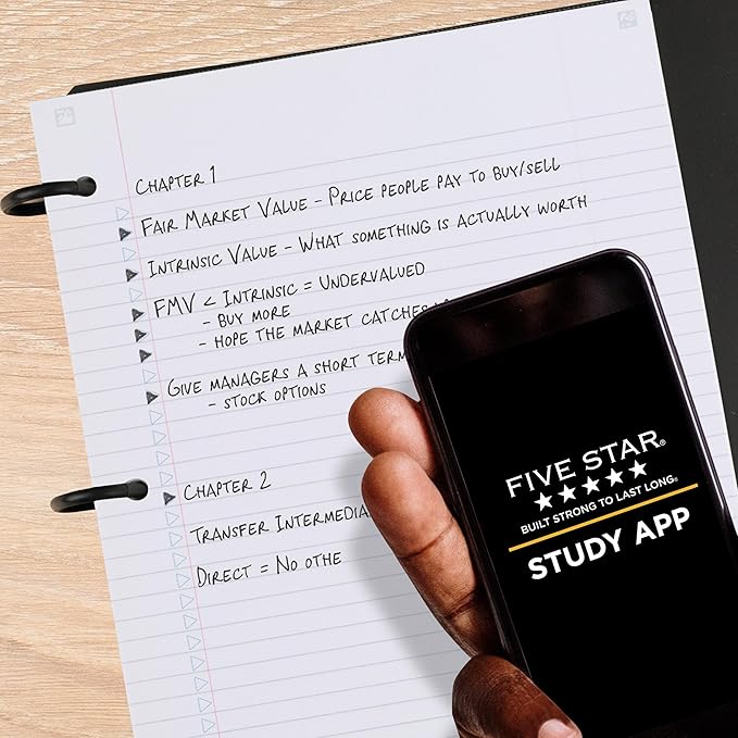 Five Star Flex Refillable Notebook + Study App, College Ruled Paper and 1-1/2 Inch TechLock Ring Binder with Pockets, Tabs and Dividers, 300 Sheet Capacity, Amethyst Purple (29324AB6)