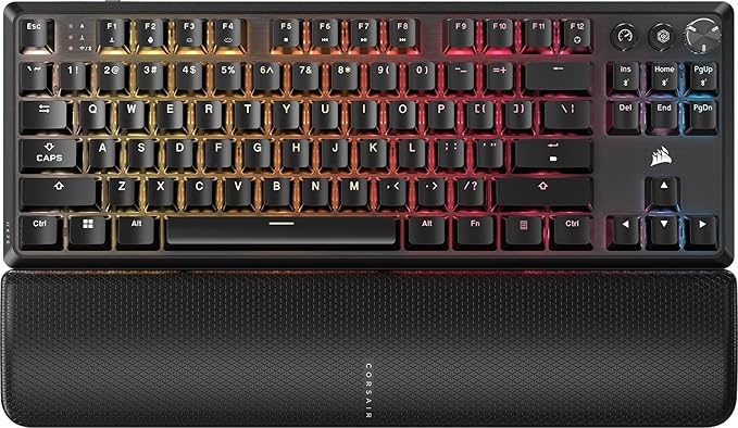 Corsair K70 CORE TKL Wireless RGB Tenkeyless Mechanical Gaming Keyboard – Pre-Lubed MLX Red v2 Linear Switches, SOCD, ABS Double-Shot Keycaps, Sound Dampening, 1000Hz Polling, QWERTY NA – Black