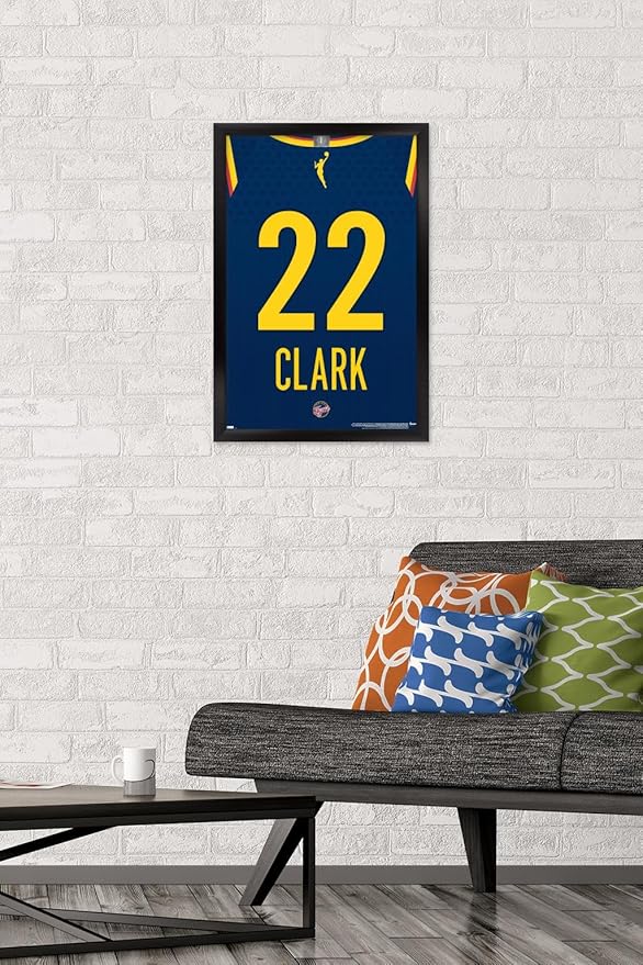 WNBA Indiana Fever - Caitlin Clark Jersey Wall Poster, 22.4L" x 14.7W", Black Framed Version