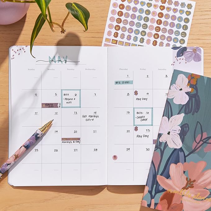 Erin Condren Undated 12 Months Petite Planner - Bold Blooms | Built-in Pocket, Lined Note Pages, Stickers Included by Erin Condren