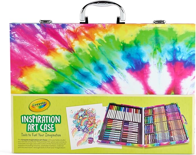 Crayola Inspiration Art Case Coloring Set - Tie-Dye (140ct), Essential Easter Basket Stuffers, Art Supplies Set For Kids, Travel Drawing Kit, Gift for Girls & Boys, Ages 5+ [Amazon Exclusive]