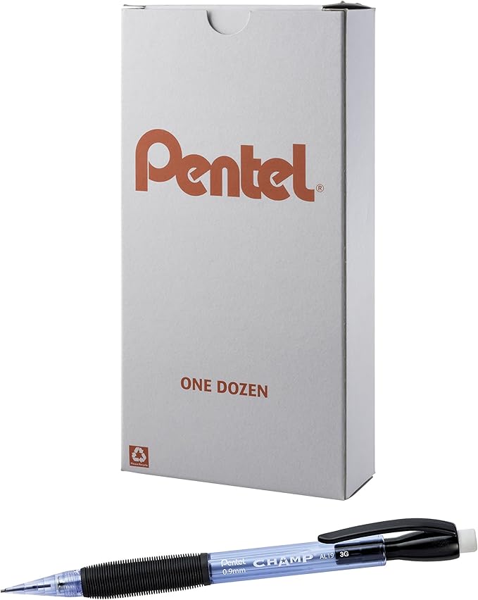 Pentel CHAMP Mechanical Pencil, (0.9mm), Tinted Blue Barrel, 12 Pack (AL19C)