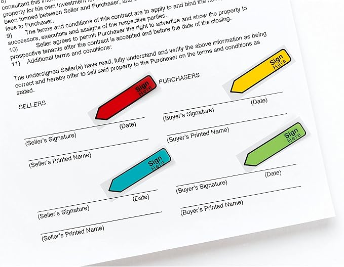 Post-it Message Sign Here Flags, 30/Dispenser, 4 Dispensers/Pack, .47 in Wide, Assorted Colors (684-SH) (Pack of 2)