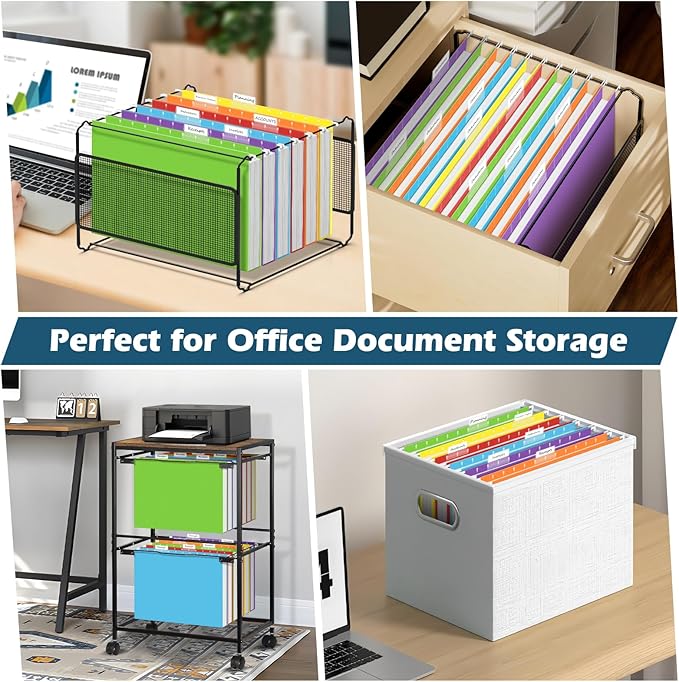 V-Opitos 96 Pack 1 Inch Expansion Hanging File Folders, Letter Size Hanging Folders with 1/5-Cut Adjustable Tab, Extra Capacity Hanging File Folders, Ideal School Classroom, Office Supplies
