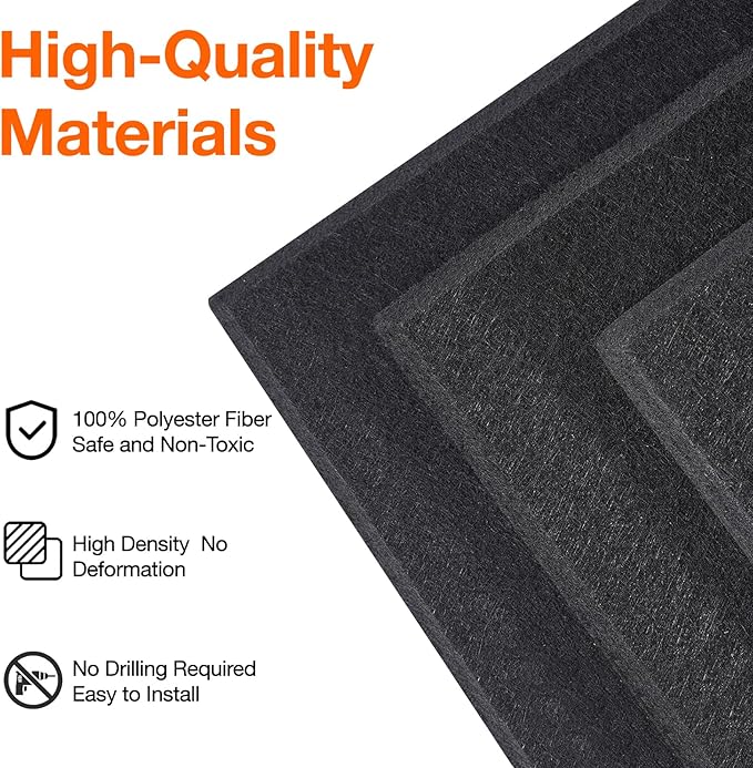 Large Cork Boards for Walls 48" x 36",12 Pack Bulletin Boards Alternative Cork Board for Office,Black Felt Wall Tiles, Contains Removable Security Stickers and PushPins
