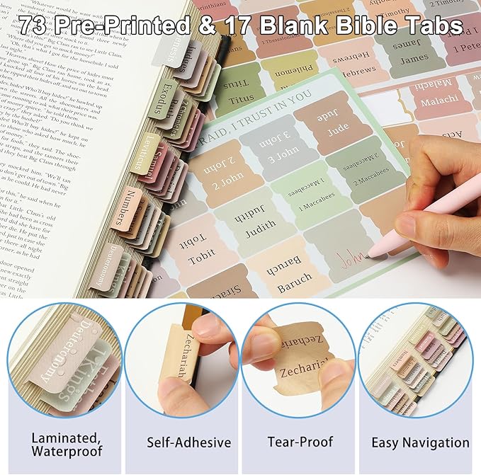 54Pcs Bible Study Supplies for Women, Bible Journaling Kit with Pencil Case, Notebook, No Bleed Highlighters and Pens, Laminated Tabs & More, Note Taking Supplies, Christian Gifts, Purple