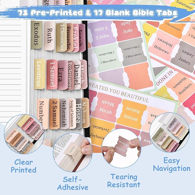 25Pcs Bible Journaling Kit, 6 No Bleed Bible Highlighters, 6 Color Pens, 90 Laminated Bible Tabs, Magnetic Bookmarks, Sticky Notes, Bible Study Supplies, Bible Study Kit for Women