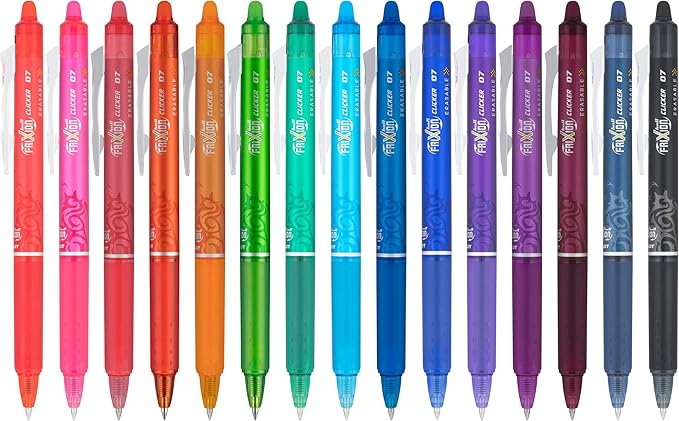 Pilot FriXion Erasable Gel Pens, Fine Point 0.7 mm Erasable Pens, Pack of 15 Assorted Colors