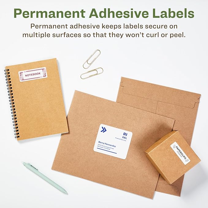 Avery EcoFriendly Recycled Address Labels, 1" x 2-5/8", White, Permanent Label Adhesive, 3,000 Printable Labels (48460) (Pack of 5)