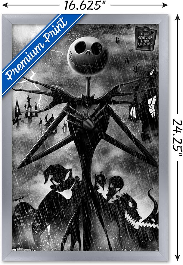 Trends International Disney Tim Burton's The Nightmare Before Christmas - Shadows Wall Poster, 22.4L x 14.7W, Silver Framed Version