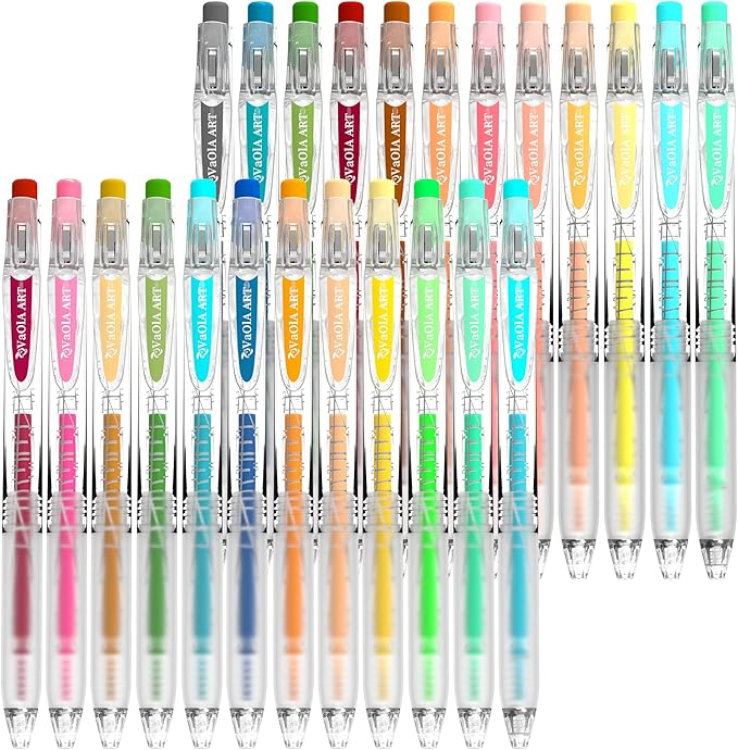 Retractable Gel Pens - Colored Pens for Adult Coloring - Cute Pen Set 24 Colors - Colored Gel Pens Art and School Supplies