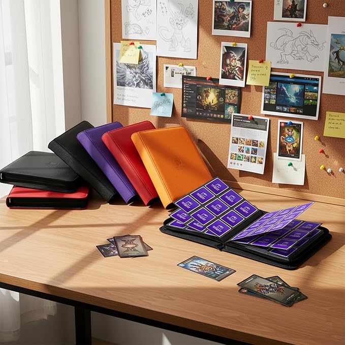 Trading Card Binder, Premium 9 Pocket 540 Double Sided Pocket Collection Binder, Card Album for TCG Card Holder for Game Card, Sports Card, Yugioh, MTG etc(Purple)