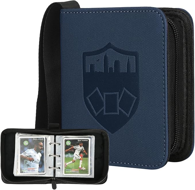 Mini Card Binder 1 Pocket, 80 Pockets Trading Card Binder, Premium Small 2 Pocket Trading Card Collection Album Folder with 40 Sleeves Double Sided - Gifts for Kids (Blue)