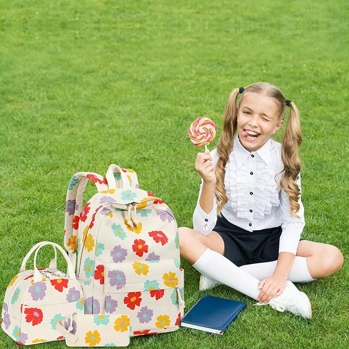 Bluboon School Backpack Set Girls Womens Laptop Bookbag Casual Daypack Fits 15 inch Laptop with Lunch Tote Bag and Pencil Bag