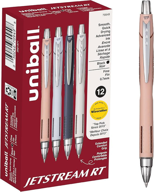 uni-ball Jetstream RT Pens - NY Times Wirecutter Best Pen for Over a Decade - Pack of 12 Black Fine Point Pens, 0.7mm - Back to School