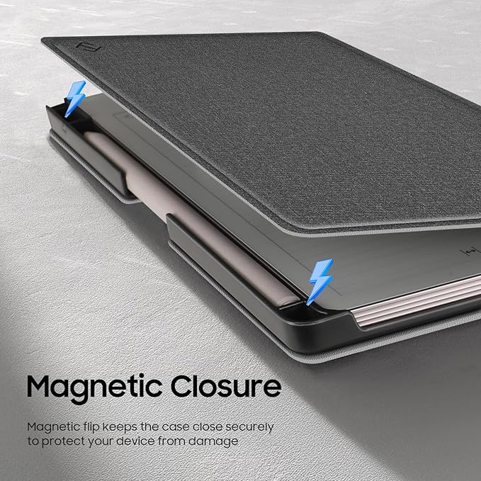 Fintie Case for 7.3" Remarkable Paper Pro Move 2025, [Built-in Pen Holder] PU Leather Hard Back Shell Flip Standing Cover Auto Wake/Sleep with Card Slot, Gray
