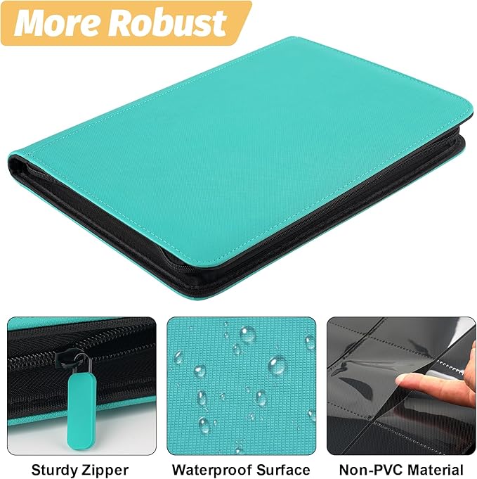 Trading Card Binder 9 Pocket, GERMUN PU Cover Card Binder for 360 Cards, Premium Trading Card Holder Folders, Double Sided Pocket Card Album for MTG, TCG (LAKEBLUE)