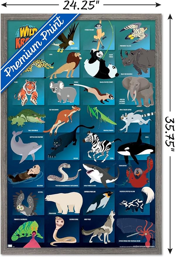 Wild Kratts - Grid Wall Poster, 34L" x 22.4W", Barnwood Framed Version