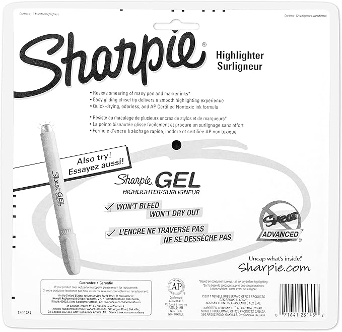 Sharpie Tank Highlighters,Chisel Tip,Assorted Fluorescent,Six Assorted Colors,- Back to School,Office,Teacher Supplies,12 Count (Pack of 6)