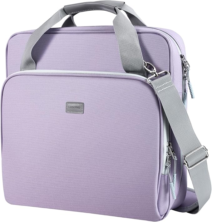 3 Ring Zipper Binder 3 Inch D-Ring, Binder with Strap 700 Sheet Capacity & Multi-Pockets School and Office Organizer, Compatible with 13-Inch MacBook (Patent Design Purple)