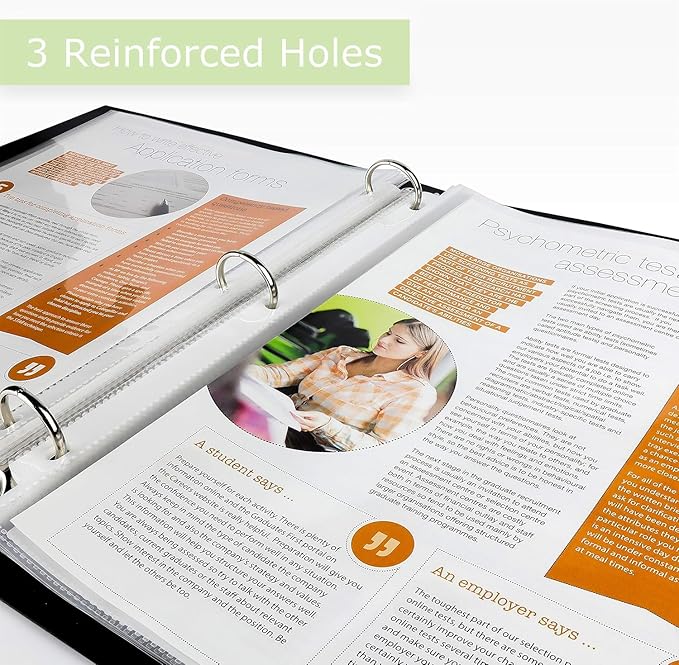 Office Werks Sheet Protectors for 3 Ring Binder, 50 Pack Clear Page Protectors 8.5 x 11 Inch, Top Loading Plastic Sleeves, Reinforced Holes, Archival Safe, Non-Glare, PVC Free