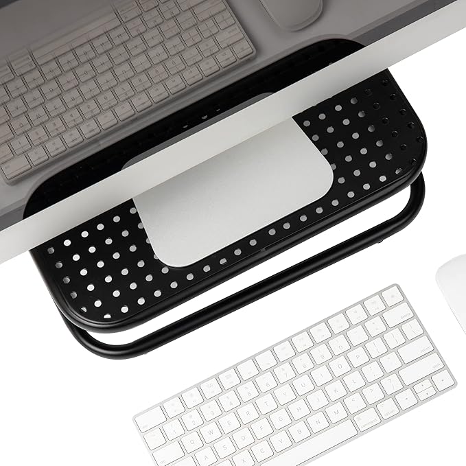 Mind Reader Monitor Stand, Ventilated Laptop Riser, Desktop Organizer, Metal, 14.25" L x 11" W x 4.25" H, Black | (Pack of 8)