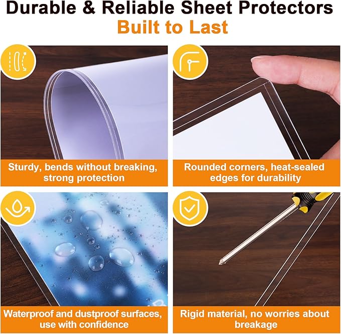 Ndsox 50 Pack 8.5" x 14" Rigid Print Protectors Clear Hard Plastic Sheet Protectors Top-Loading Rigid Menu Covers for Legal Size Paper, Documents, Photo, Posters, Prints, Artworks, Birth Certificates