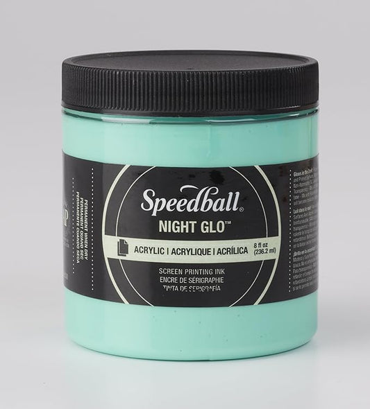 Speedball 046222 Acrylic Screen Printing Ink, 8 fl. oz., Night Glo Green