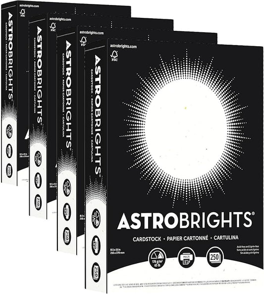 Astrobrights® Card Stock,Stardust White,Letter (8.5" x 11"),65 Lb,250 Count (Pack of 4)