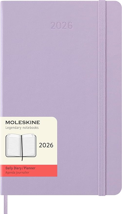 Moleskine Classic 12 Month 2026 Daily Planner, Hard Cover, Large (5" x 8.25"), Pastel Lilac, 400 pages