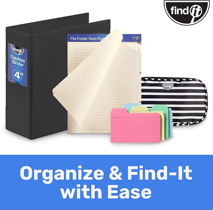 Find It File Folder Notepad - Pack of 36-9.5 x 12.5 Inch Notebook Organizer Folders for Filing, Document, and Clipboard Organization - Cream