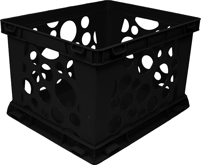 Storex Large Storage and Transport File Crate, 17.25 x 14.25 x 10.5 Inches, Black (STX61546U01C)