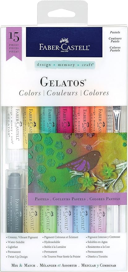 Faber-Castell Gelatos Pastels Color Set, 12 Pastel Colors - Multi-Purpose Art Medium