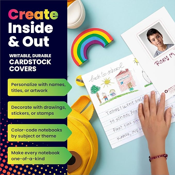 Hygloss Half Blank Books for Kids to Write Stories and Illustrate – Bulk 6 Pack – 5.5" x 8.5" A5 – Small Primary Journal for Grades K-2, Preschool/Kindergarten Notebook with Picture Space – 24 Pages