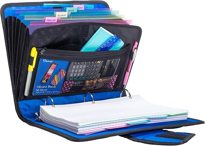 Case-It Open Tab Velcro Closure 2-Inch Binder, 5-Color Tabbed Expanding File, S-826-A Midnight Blue, 4 Pack