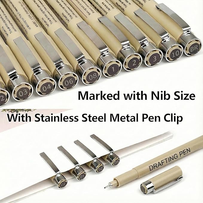 EBOT Micro Fineliner Drawing Art Pens,12 Black Fine Liner Waterproof Art Line Professional Drawing Watercolour Marker Sketching Illustration Manga Calligraphy Sketch Zentangle Outline