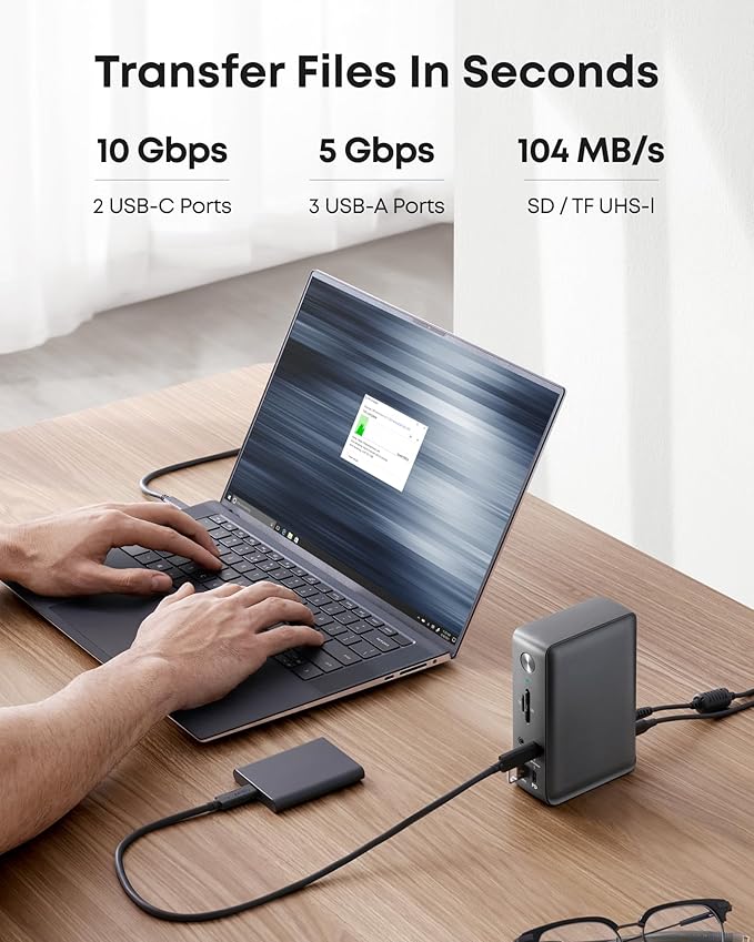 Anker Laptop Docking Station, 13-in-1 USB-C Docking Station, Triple Display with 2xHDMI and 1xDP, 10 Gbps USB-C and 5 Gbps USB-A Data, Ethernet, Audio, SD, 85W Charging for Dell, HP, Lenovo and More