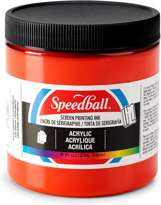 Speedball 004625 Acrylic Screen Printing Ink, 8 fl. oz., Fire Red