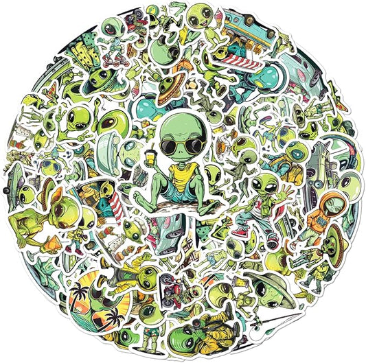 Funny Alien Lifestyle Stickers Pack 50Pcs Cool Vinyl Decals for Laptop Water Bottle Scrapbook Phone Notebook Teens Students Quirky Aesthetic Art Hat Skateboard Bottles