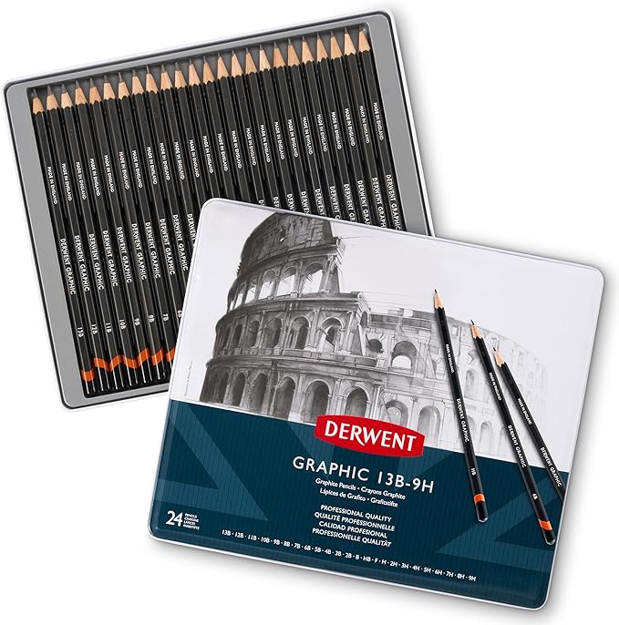 Derwent Graphic Pencils, Metal Tin, 24 Count (34202)