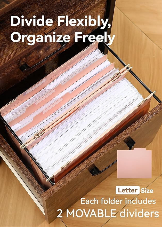 Plastic High Capacity Hanging File Folders, 4" Expansion for Bulky Documents, Side-Sealed Pocket, Holds Heavy Files, Letter Size, Movable Dividers, Insertable Tabs, 6 Pack, Pink