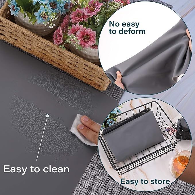 Gartful Silicone Craft Sheet Dark Gray 27.6" x 19.7" - Large Nonstick Nonskid Desk Work Mat & Countertop Protector