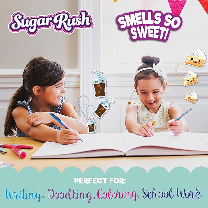 Scentos Sugar Rush Colored Gel Pens for Kids - Candy Scented Pens - Medium Point Gel Pens for Coloring - For Ages 4 and Up - 24 Count (Metallic Glitter)