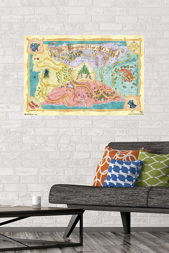The Wizard Of Oz - Map Wall Poster, 34L" x 22.4W", Premium Poster & Mount Bundle